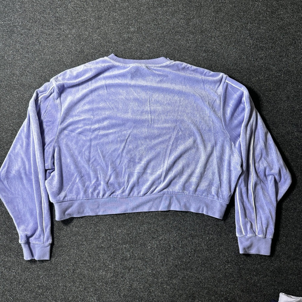Nike Womens Velour Cropped Sweatshirt Lavender Purple Script Logo Small RN56323 - Picture 3 of 7